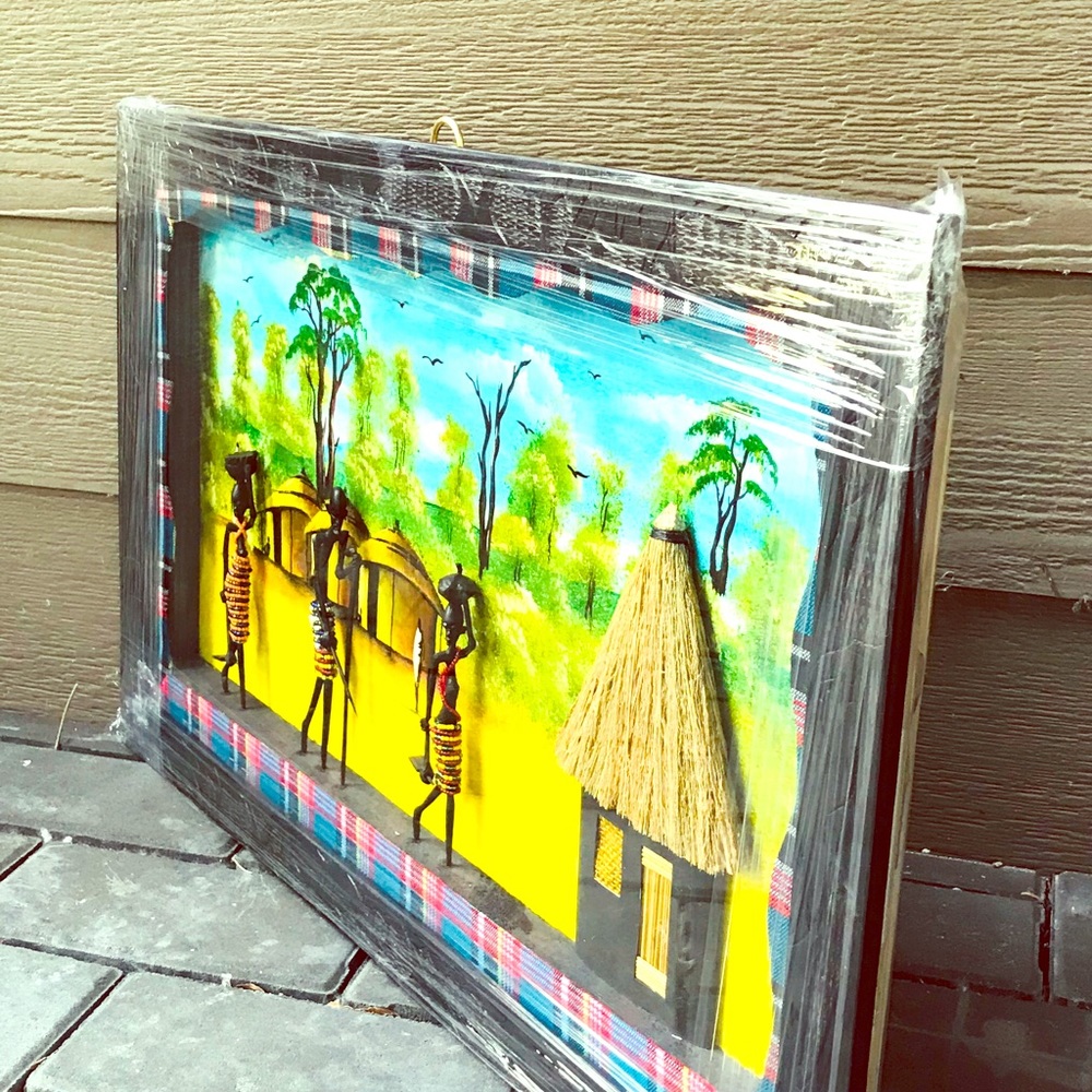 Glass Framed 3D Handmade African Wall Decor